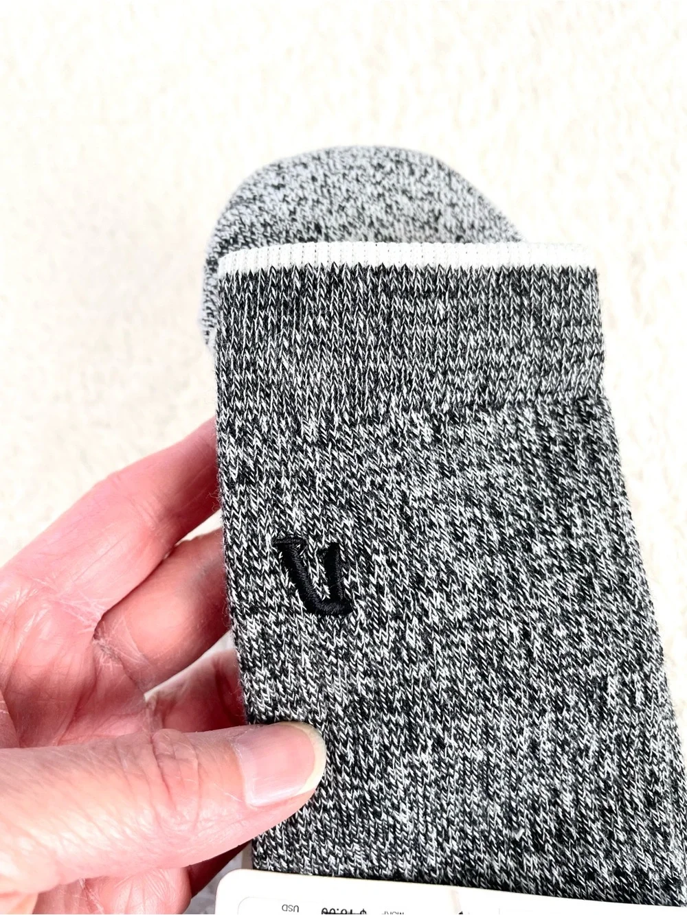 2 Pairs Vuori V1 Crew Socks Heather Gray - Unisex Size L